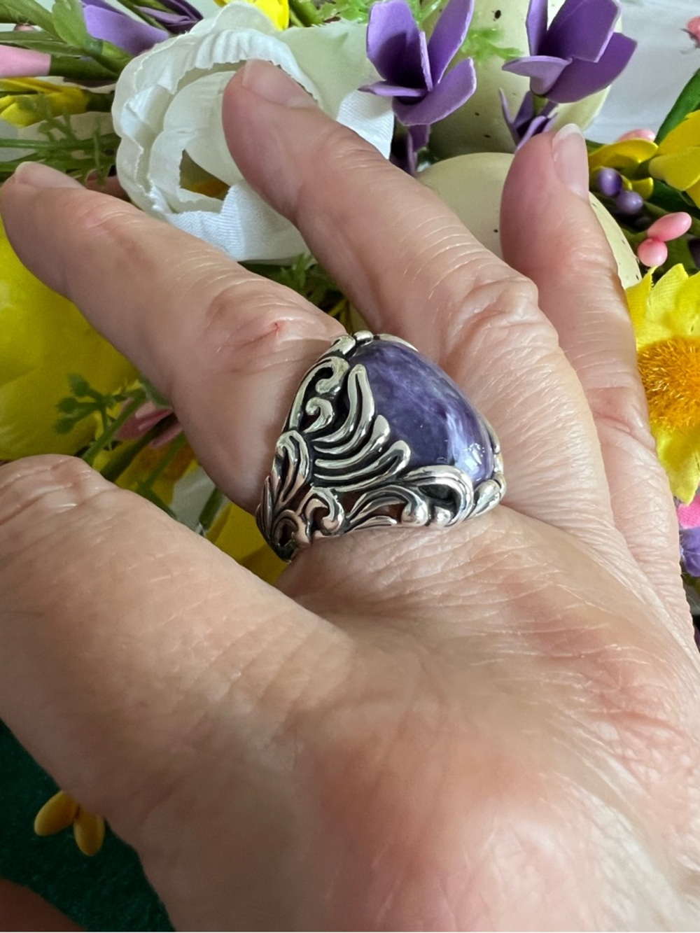 Carolyn Pollack Sterling Silver Charoite Ring - Picture 3 of 10